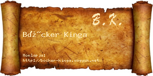Böcker Kinga névjegykártya